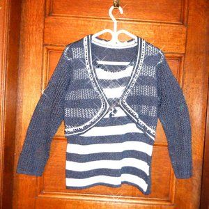 ~~~ ELIZABETH SCOTT ~~~ Two In One ~ VEST Sewn Into Top for ONE OUTFIT / Beads